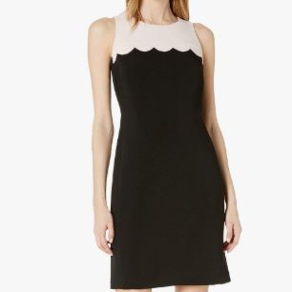 NWT - NINE WEST Women's Crepe A-Line Scalloped Dress - 20W - Black with White